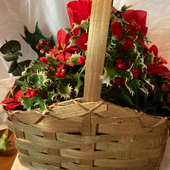 SNOWMAN CHRISTMAS FLOWER BASKET NICE GIFT NEW - Picture 4 of 4